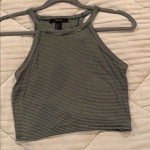 Forever 21 dark green and white striped top!